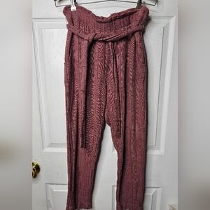 Free People Deep Dusty Rose Wild Coast Paper Bag High Waist Crop Pants Size 2